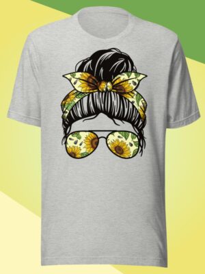 Sunflower Messy Bun | Bella Canvas Tee