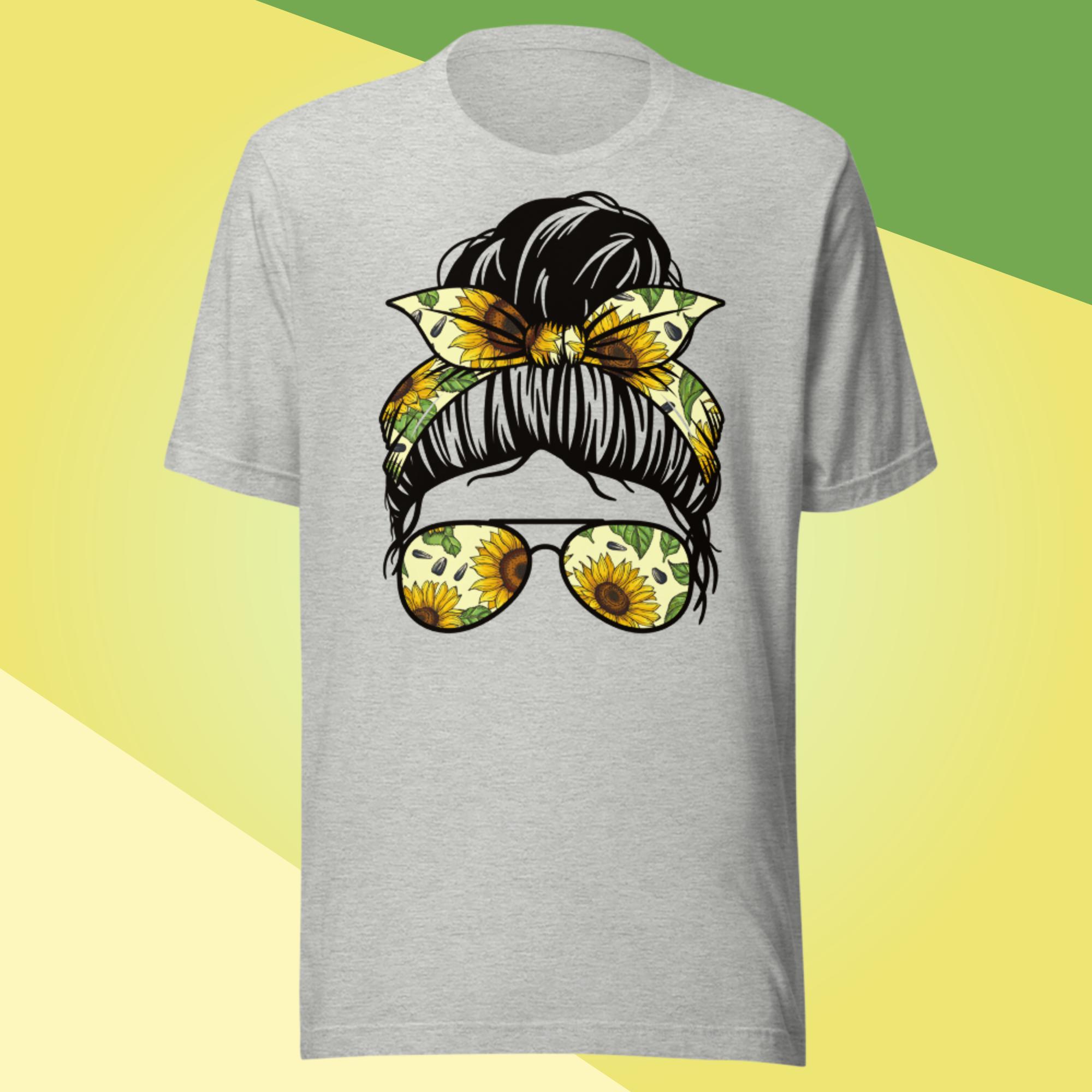 Sunflower Messy Bun | Bella Canvas Tee
