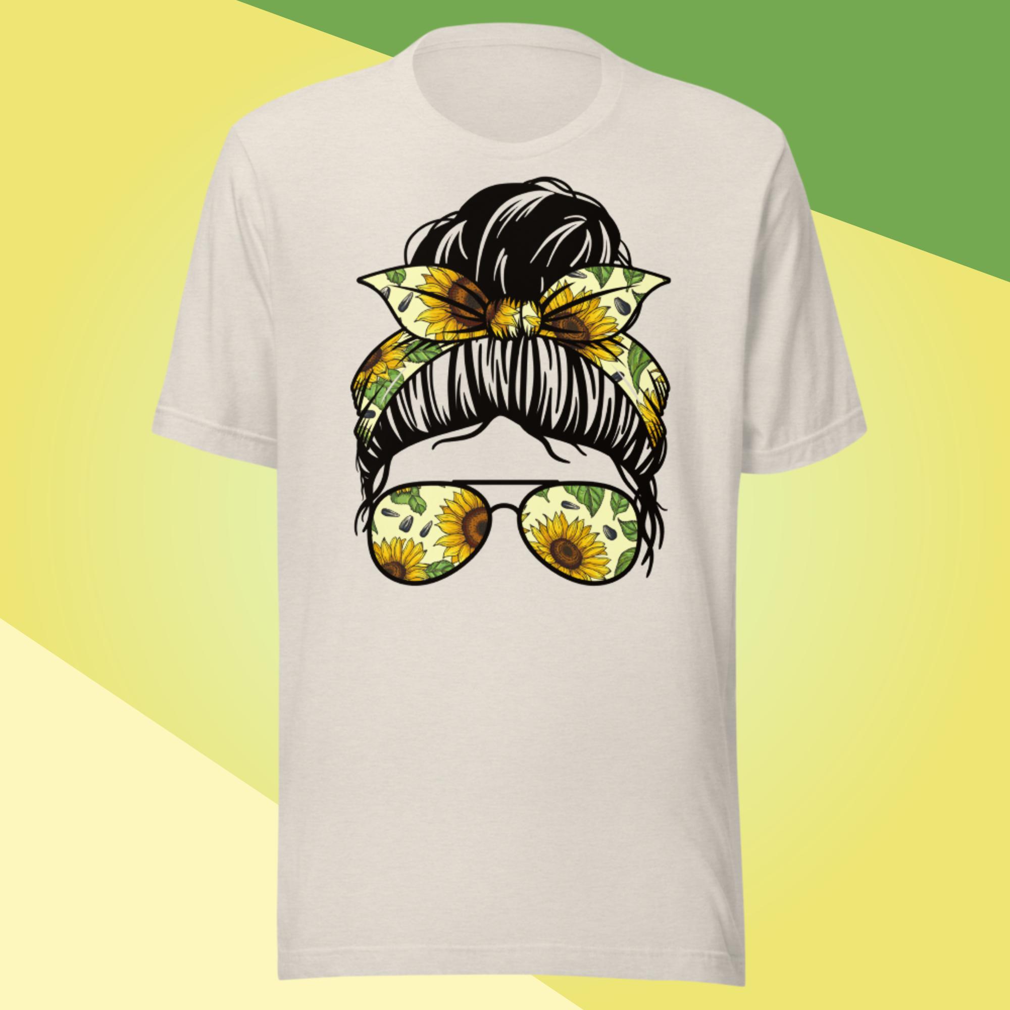Sunflower Messy Bun | Bella Canvas Tee - Image 2