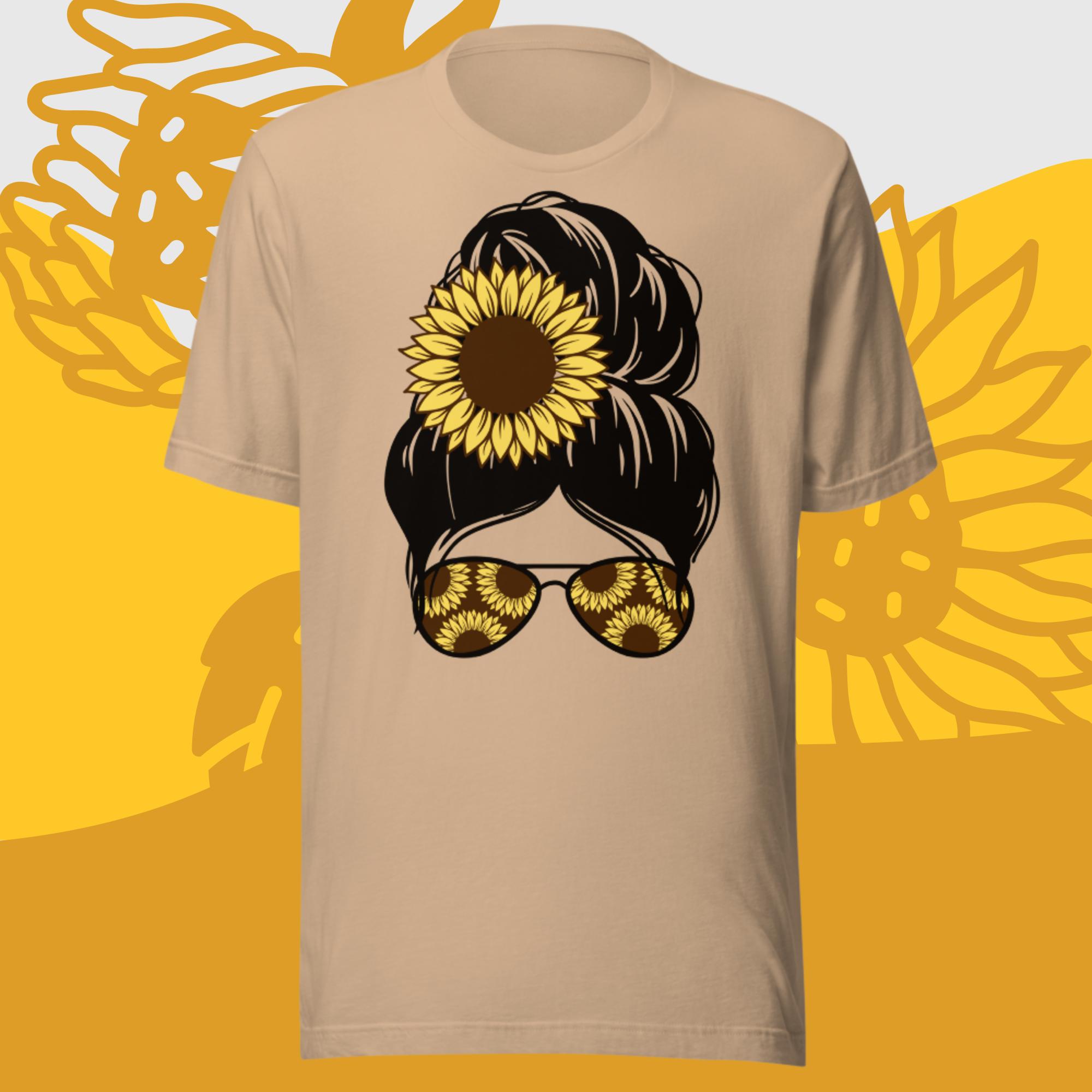 Sunflower Mom Bun | Bella Canvas Tee - Image 4