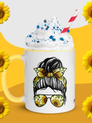Sunflower Messy Bun | Mug With Color Inside