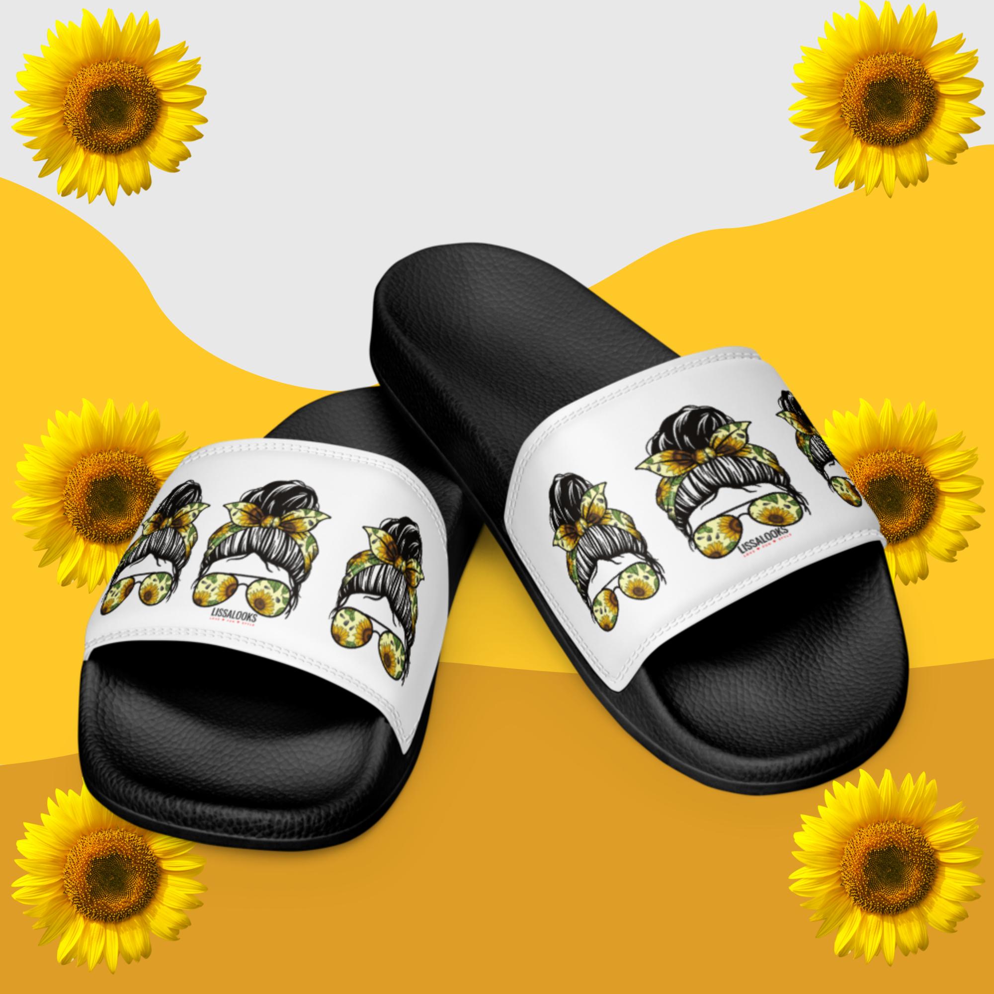 Sunflower Messy Bun | Women's Slides